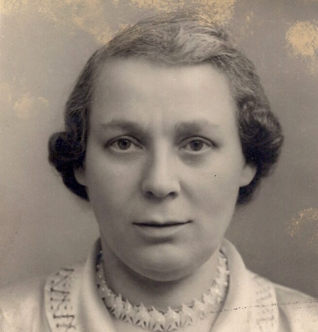 Older woman wearing collared dress